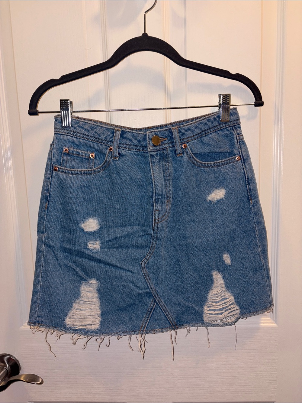 H&M Distressed Denim Mini Skirt - Blue